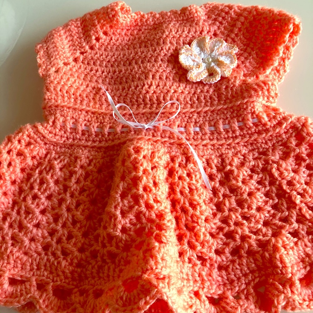 handmade crochet baby dress withmatching shrug